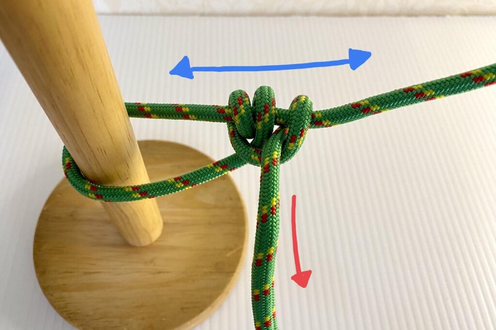 自在結びの結び目、ロープワーク