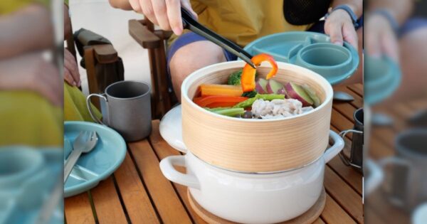 【神ギア降臨】せいろ鍋付きホーロー鍋がキャンプ飯を変える！簡単ヘルシー映えレシピ3選
